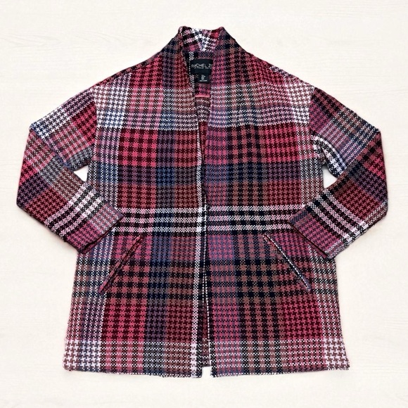NEW Rachel Zoe Pretty in Plaid Wool Blend Oversized Jacket in Red Size Small - Picture 6 of 8